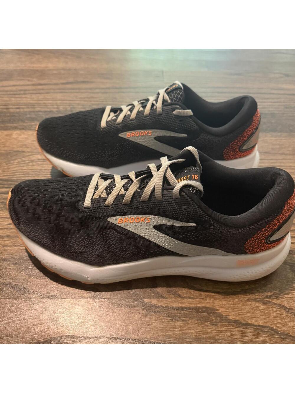 Brooks Ghost 16 Neutral Men's Black White Orange Running Shoes Size 10 - Picture 3 of 9